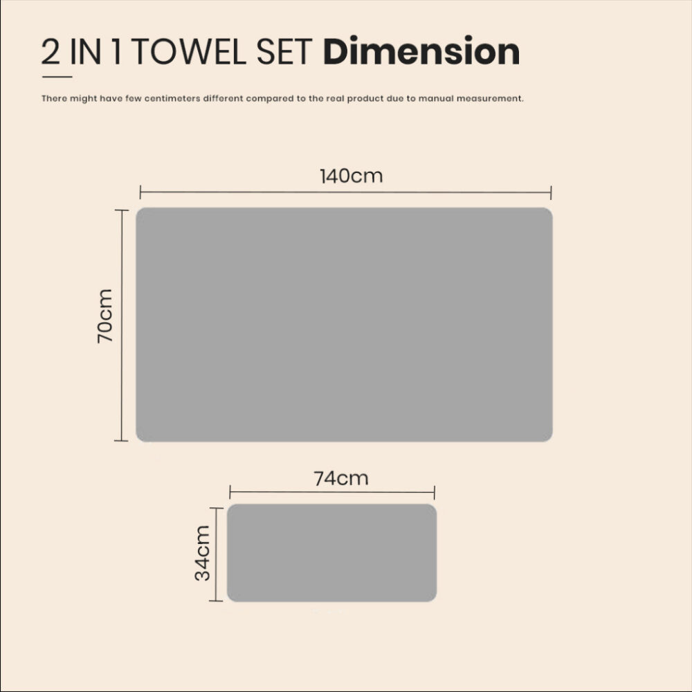 Towel 2in1 Luxury Super Large Towel Set High Absorbent Soft Bath Towel + Face Towels Tuala 2 in 1 - Image 9