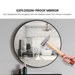 Nordic simple bathroom mirror fashionable bathroom round mirror wall hanging no punching bathroom mirror round - Image 9