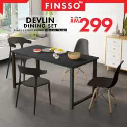 DEVLIN Contemporary Dining Set/Table with 4 Chair /Dining table / meja makan 4 kerusi - Image 3
