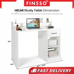 Thicker board (12mm) Snow Series Arlo Luxury bed room set / Office desk Study Desk + DRAWER & LOCK / study table - Image 8