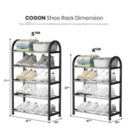COGON 4 / 5 Tiers Shoe Rack Shoes Storage Organizer Racks Shoe Shelf Indoor Outdoor Kasut Keluli Tahan Karat 鞋架 - Image 8