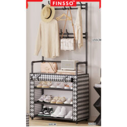 HEMNES-HOUNDSTOOTH Shoe Rack / rak baju + rak kasut 2 in 1 - Image 2