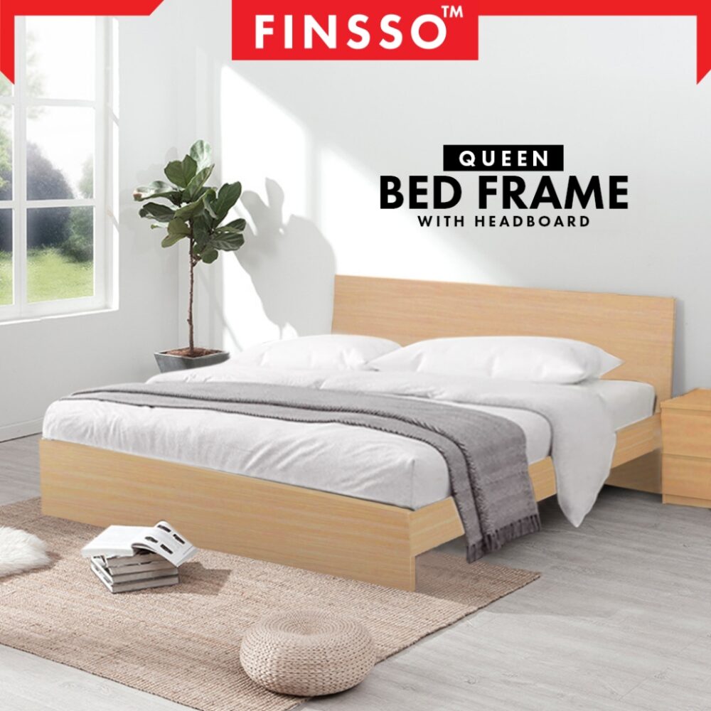 Wooden Queen Bed Frame With 2 Drawers with Sponge/ katil Queen /Headboard 2 drawers with Sponge/LIGHT BROWN - Image 4