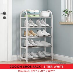 COGON 4 / 5 Tiers Shoe Rack Shoes Storage Organizer Racks Shoe Shelf Indoor Outdoor Kasut Keluli Tahan Karat 鞋架 - Image 7