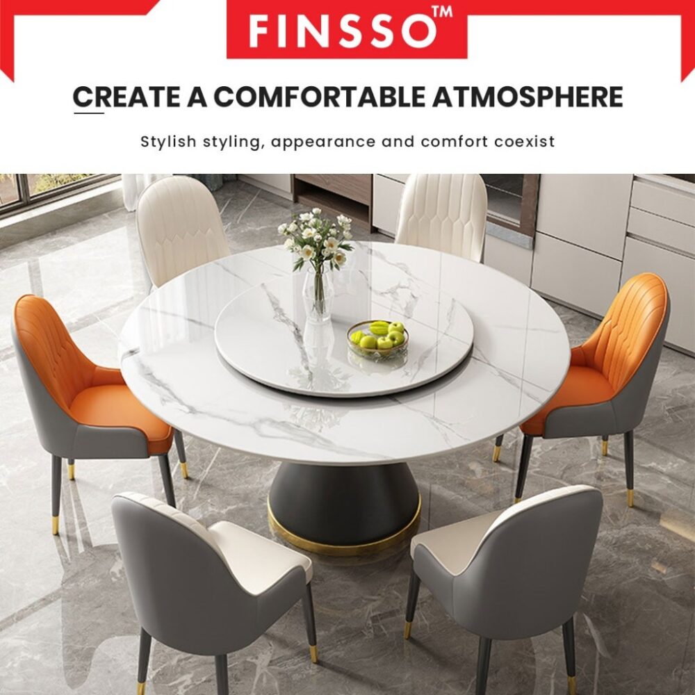 Logan Marble Sintered Stone dining table meja makan / Anti scratch, anti heat stone/ 圆桌 / 石桌 - Image 9