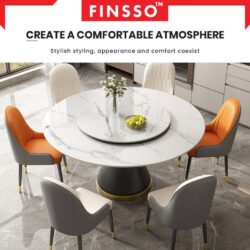 Logan Marble Sintered Stone dining table meja makan / Anti scratch, anti heat stone/ 圆桌 / 石桌 - Image 9