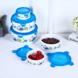 Carna 5 PCS Set Flower Printing Bowls Set Food Container With Lids/refrigerator storage box food preservation - Image 4
