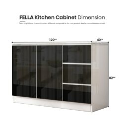 Fella Modern High Gloss kitchen cabinet with Gloss Surface / kabinet bawah table top - Image 7