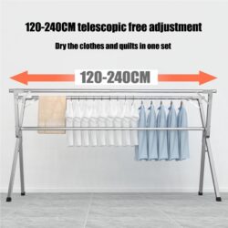 Foldable Mobility Stainless Steel hanging rack / Clothing Drying Rack /Rak Baju Laundry Rack - Image 7