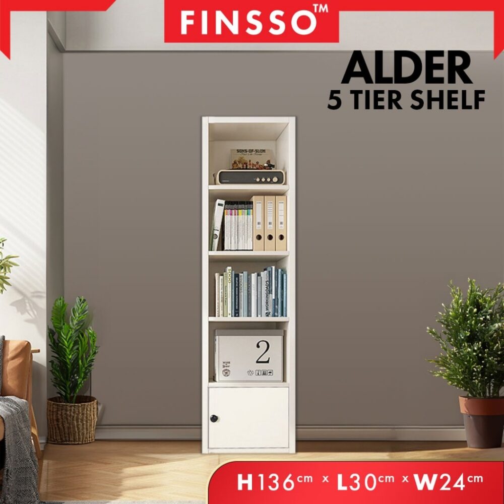 Alder 5 Tier Multipurpose Bookshelf Cabinet Organiser Storage Wooden Bookshelf/ Rak Buku - Image 8