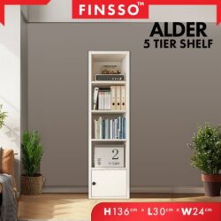 Alder 5 Tier Multipurpose Bookshelf Cabinet Organiser Storage Wooden Bookshelf/ Rak Buku - Image 8