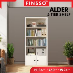Alder 5 Tier Multipurpose Bookshelf Cabinet Organiser Storage Wooden Bookshelf/ Rak Buku - Image 3