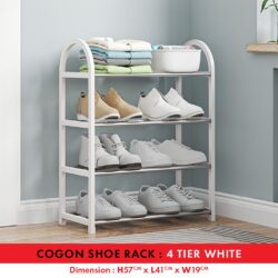 COGON 4 / 5 Tiers Shoe Rack Shoes Storage Organizer Racks Shoe Shelf Indoor Outdoor Kasut Keluli Tahan Karat 鞋架 - Image 4