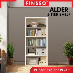 Alder 5 Tier Multipurpose Bookshelf Cabinet Organiser Storage Wooden Bookshelf/ Rak Buku - Image 4