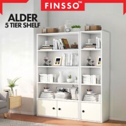 Alder 5 Tier Multipurpose Bookshelf Cabinet Organiser Storage Wooden Bookshelf/ Rak Buku - Image 7