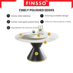 Logan Marble Sintered Stone dining table meja makan / Anti scratch, anti heat stone/ 圆桌 / 石桌 - Image 3