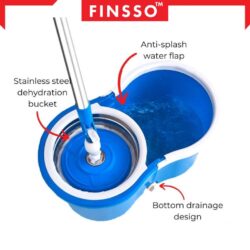 Stainless Steel Spin Mop with Basket & Wheels Multiple Color Choice Semi-auto Spin Mop - Image 6