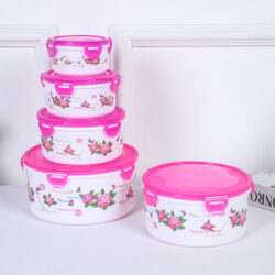 Carna 5 PCS Set Flower Printing Bowls Set Food Container With Lids/refrigerator storage box food preservation - Image 8
