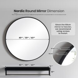 Nordic simple bathroom mirror fashionable bathroom round mirror wall hanging no punching bathroom mirror round - Image 8