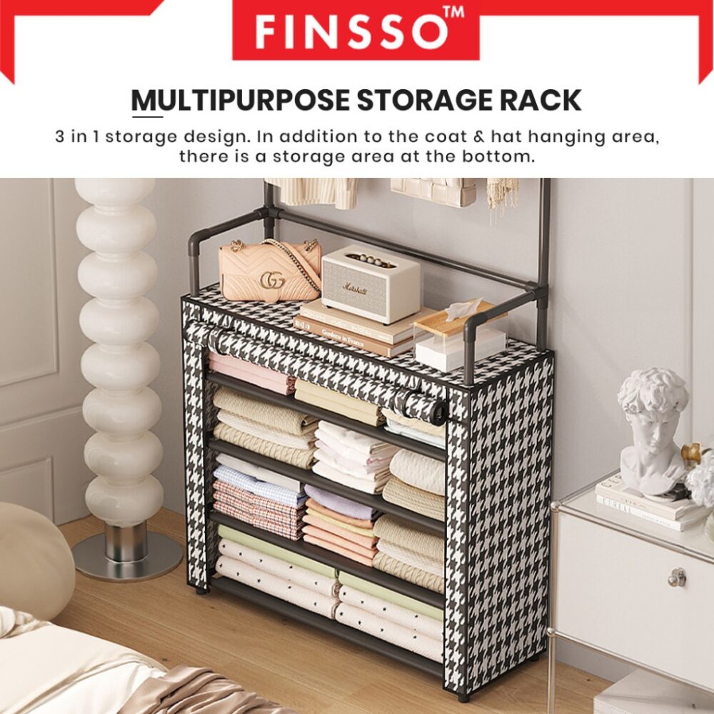 HEMNES-HOUNDSTOOTH Shoe Rack / rak baju + rak kasut 2 in 1 - Image 7