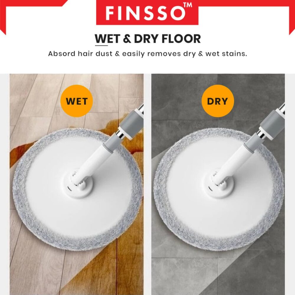 Momo Spin Mop Flat Mop Round Head Floor Clean Water Separated Mop Quick Dry Microfiber Cloth Mop Lantai Mop - Image 7