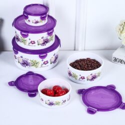 Carna 5 PCS Set Flower Printing Bowls Set Food Container With Lids/refrigerator storage box food preservation - Image 2