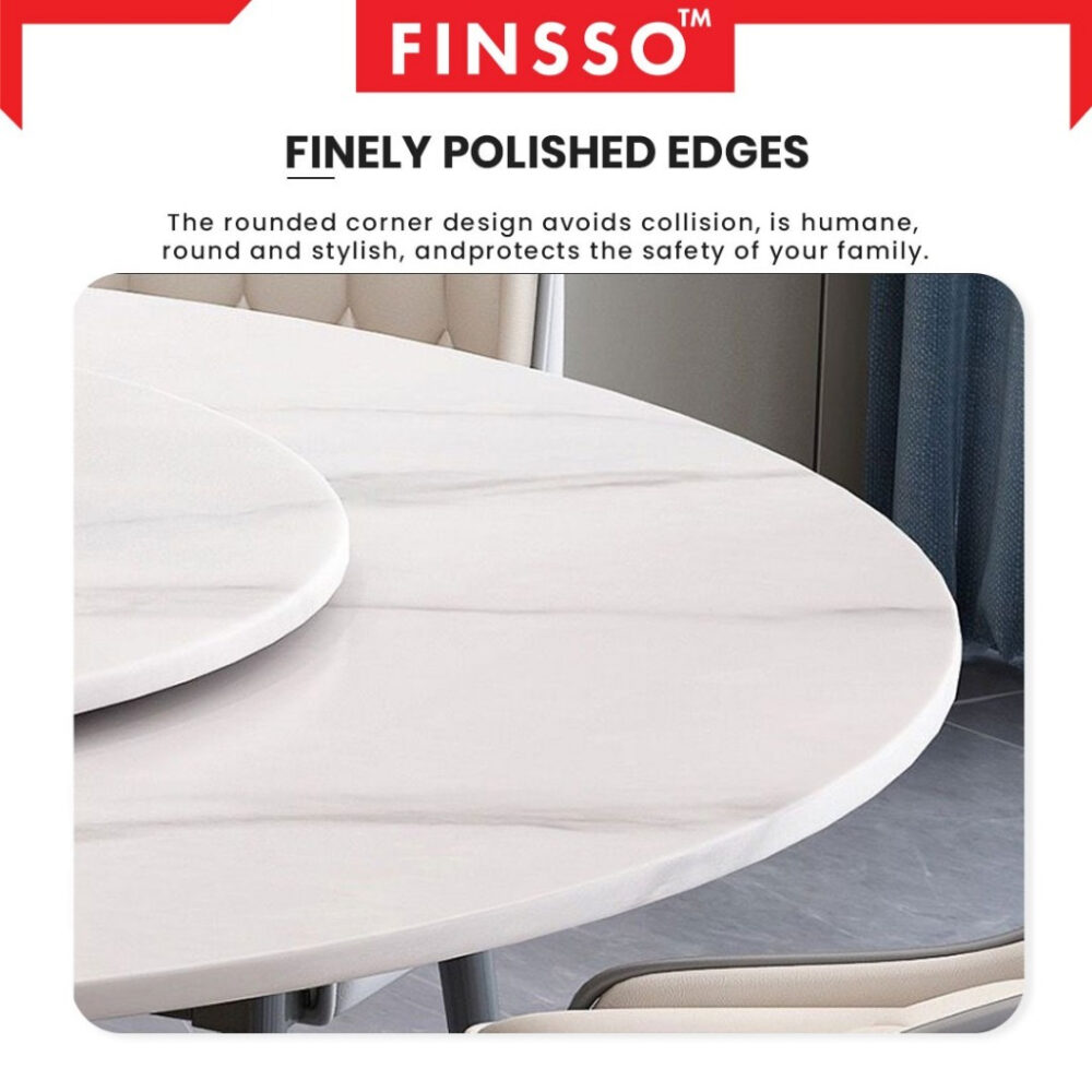 Logan Marble Sintered Stone dining table meja makan / Anti scratch, anti heat stone/ 圆桌 / 石桌 - Image 7