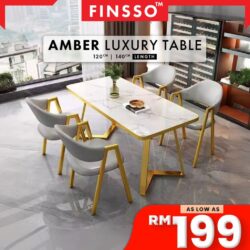 Amber Luxury Dining Table Meja Makan 4 Kerusi