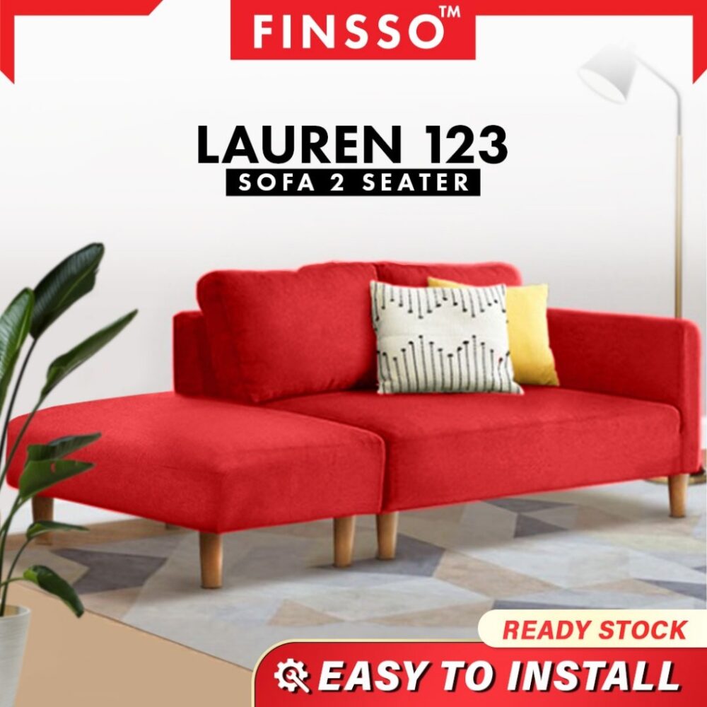 Lauren 123 Fabric Designer 2 Seater Sofa FREE stool / Sofa murah suitable for cute house - Image 3
