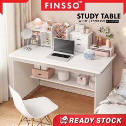 Thicker board (12mm) Snow Series Arlo Luxury bed room set / Office desk Study Desk + DRAWER & LOCK / study table - Image 4