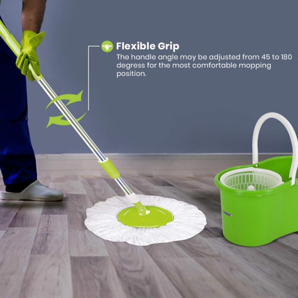 Stainless Steel Spin Mop with Basket & Wheels Multiple Color Choice Semi-auto Spin Mop - Image 9