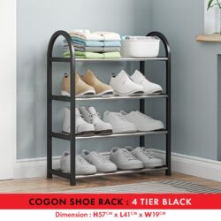 COGON 4 / 5 Tiers Shoe Rack Shoes Storage Organizer Racks Shoe Shelf Indoor Outdoor Kasut Keluli Tahan Karat 鞋架 - Image 2