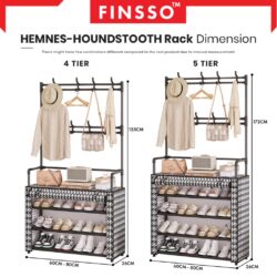 HEMNES-HOUNDSTOOTH Shoe Rack / rak baju + rak kasut 2 in 1 - Image 3