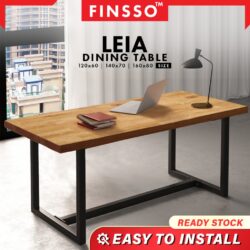 LEIA Solid Rubber Wood Steel Leg Dining Table / Office Table / Meja Makan / 餐桌 - Image 2