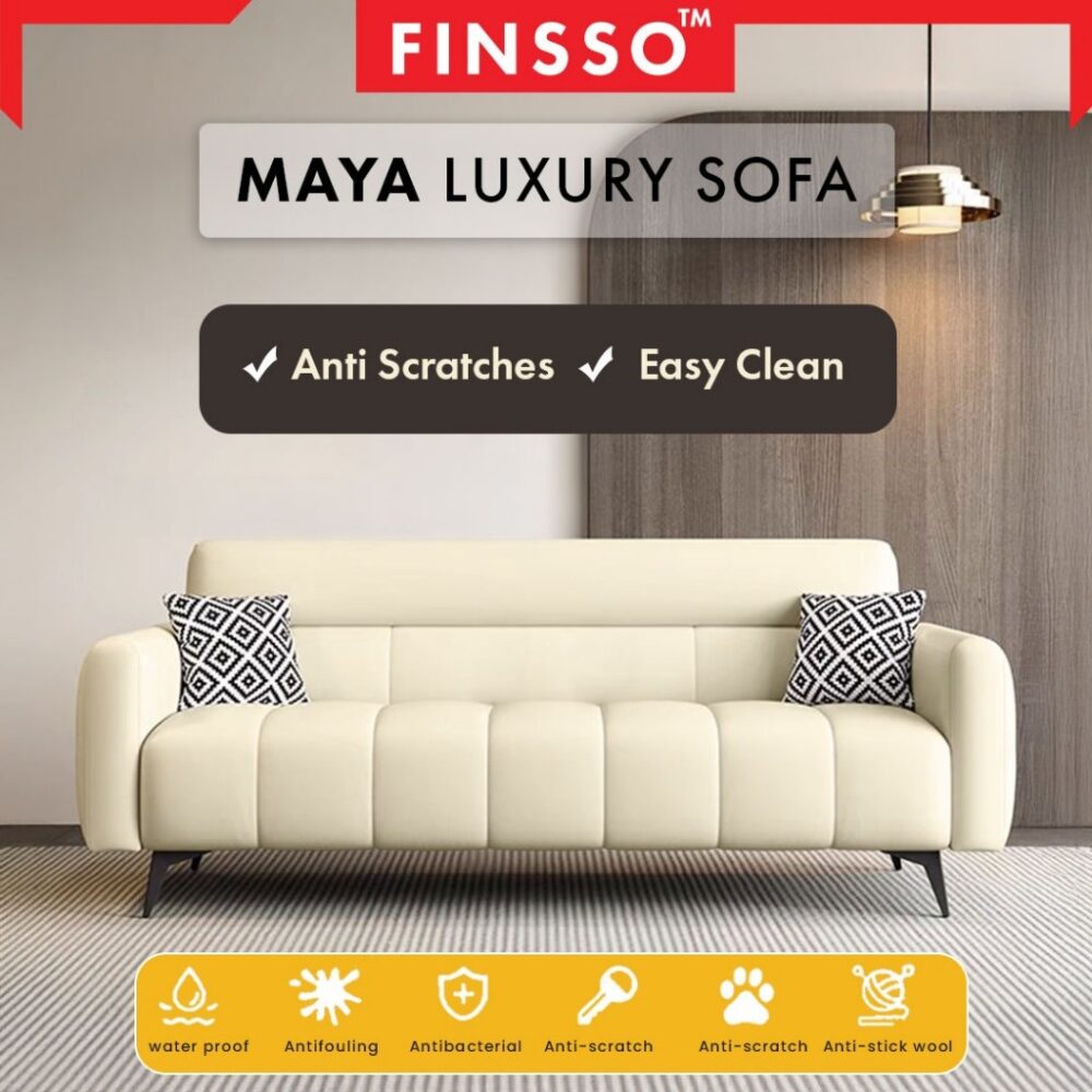 MAYA sofa Luxury Style with Anti-Scratching Leather with tall backrest 3 seater sofa - Image 2