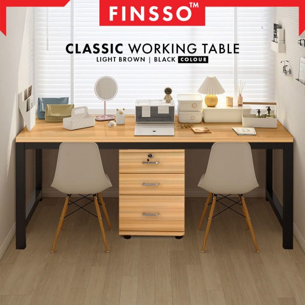 Upgrade Quality 180cm + 16mm table top(Tebal) meja belajar for with Strong leg/office table - Image 3