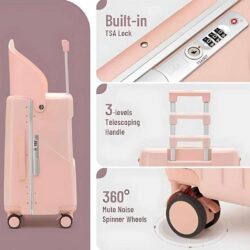 Finsso: Luggage 20Inch/24Inch Spirea Children Suitcase Large Capacity Children's Trolley Travel Case Baby Seat/TSA Lock - Image 7