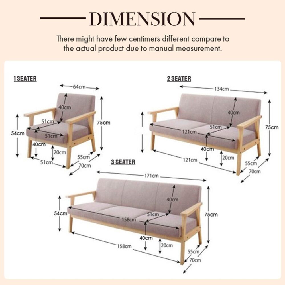Finsso: Bazar Sofa 1/2/3 Seater/ Dustproof/ Solid Wood Frame/ Living Room Nordic Sofa/ Ruang Tamu/ Sofa Kayu Tahan Lama - Image 7