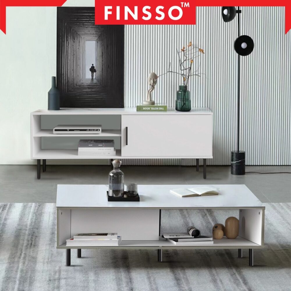 SNOW SERIES Adjustable Height TV Cabinet with Storage / Kabinet TV/ Meja TV / Rak TV/ 3.5 FT Coffee Table - Image 3