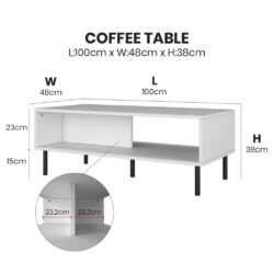 LAGI BESAR 3.5 FT Modern Coffee Table / GION Modern side table with drawer / Meja / Tv Cabinet - Image 8
