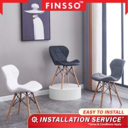 DUXE CHAIR WITH LEATHER CUSHION SEAT & SOLID WOOD LEG MODERN STYLE - Image 3