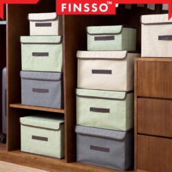 2 IN 1  Storage Cube Box Fabric Foldable Collapsible Storage Box Organizer Basket / Kotak Kecil / Bakul Baju - Image 3