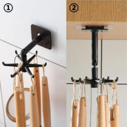 360° Rotatable Cooking Utensil Hanger Self-adhesive Hanger Wall-mounted Kitchen Tools - Image 2