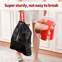 Portable Thickened Garbage Bag with Drawstring Kitchen Plastic Bag with Rope Leakage Proof Random Color - Image 3