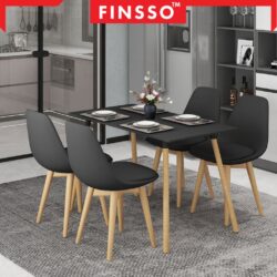 Finsso: Eames Dining Table Set Rectangular Modern Meja Makan /4 kerusi makan/ Dining Set - Image 6