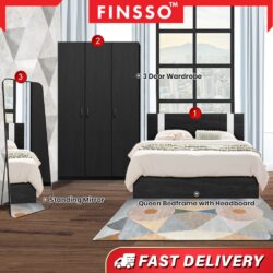 Wooden Queen Divan Bed Frame / 3 door Wooden Wardrobe / Dressing Mirror/Bedroom set