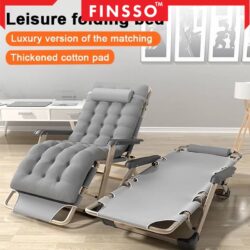 Foldable Lazy Chair Adjustable Lounge Reclining Bed for Office Balcony Garden Beach Camping with Cotton Pad - Image 4