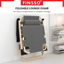 Foldable Lazy Chair Adjustable Lounge Reclining Bed for Office Balcony Garden Beach Camping with Cotton Pad - Image 7