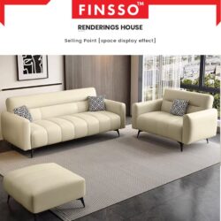 [NEW!!  ] Finsso: MEWA sofa Luxury Style with Anti-Scratching Leather with tall backrest 3 seater sofa/ 2 seater sofa - Image 5
