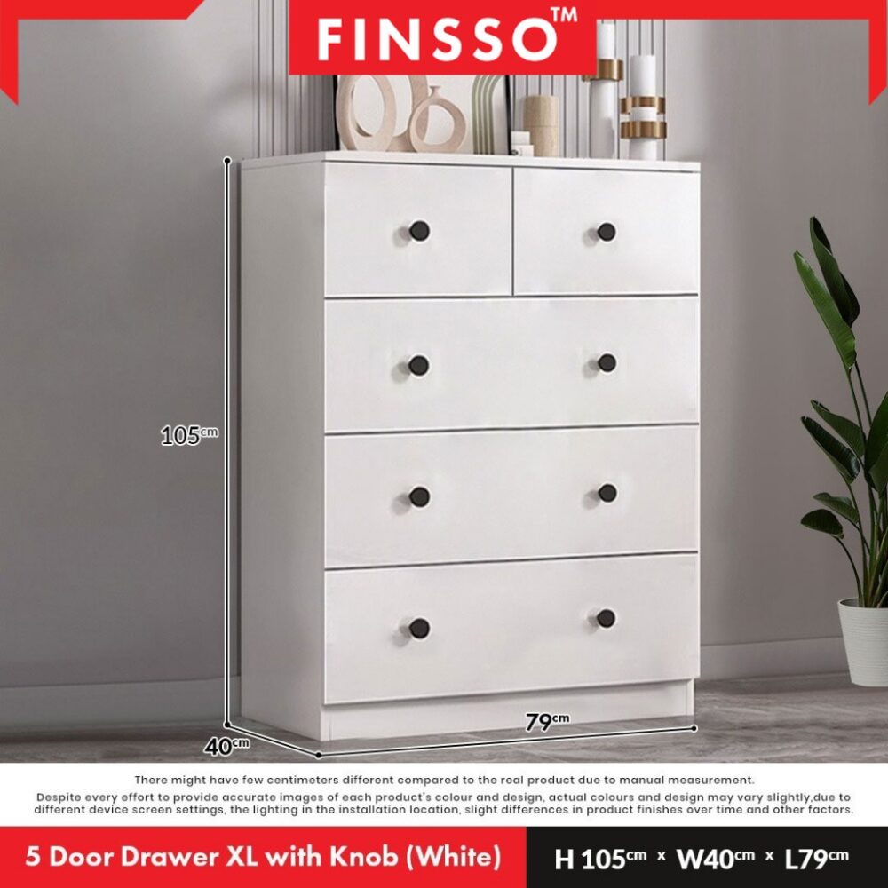 XL Size 5 / 4 Chest Drawer Clothes Storage With Knob/ Almari Baju - Laci Baju / Wardrobe - Image 5